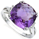 SPARKLING 7.092 CARAT TW (3 PCS) AMETHYST & GENUINE DIAMOND PLATINUM OVER 0.925 STERLING SILVER RING - Wholesalekings.com