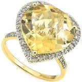 SPARKLING 8.00 CT CITRINE & 33 PCS WHITE DIAMOND 10K SOLID YELLOW GOLD RING - Wholesalekings.com