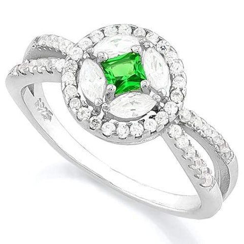 SPARKLING! CREATED EMERALD 925 STERLING SILVER RING - Wholesalekings.com