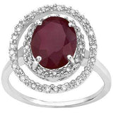 SPECTACULAR 0.14 CT AFRICAN RUBY & 30PCS WHITE DIAMOND 10K SOLID WHITE GOLD RING - Wholesalekings.com