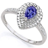 SPECTACULAR 0.39 CARAT TW  GENUINE TANZANITE & GENUINE DIAMOND PLATINUM OVER 0.925 STERLING SILVER RING - Wholesalekings.com