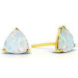 SPECTACULAR 0.9 CARAT TW (2 PCS) CREATED FIRE OPAL 10K SOLID YELLOW GOLD EARRING - Wholesalekings.com