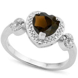 SPECTACULAR 1.057 CARAT TW SMOKEY TOPAZ & GENUINE DIAMOND PLATINUM OVER 0.925 STERLING SILVER RING - Wholesalekings.com