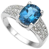 SPECTACULAR 2.18 CT LONDON BLUE TOPAZ & 16 PCS WHITE DIAMOND 10K SOLID WHITE GOL - Wholesalekings.com