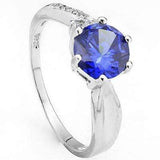 SPECTACULAR 2.25 CARAT TW LAB TANZANITE & CREATED WHITE SAPPHIRE PLATINUM OVER 0.925 STERLING SILVER RING - Wholesalekings.com