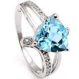 SPECTACULAR 2.4 CARAT TW (11 PCS) BLUE TOPAZ & CUBIC ZIRCONIA PLATINUM OVER 0.925 STERLING SILVER RING - Wholesalekings.com