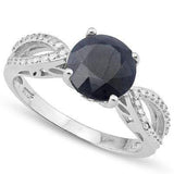 SPECTACULAR 2.43 CARAT TW DYED GENUINE SAPPHIRE & GENUINE DIAMOND PLATINUM OVER 0.925 STERLING SILVER RING - Wholesalekings.com