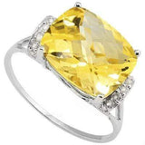 SPECTACULAR 5.10 CT CITRINE & 14 PCS WHITE DIAMOND 10K SOLID WHITE GOLD RING - Wholesalekings.com