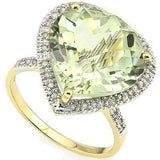 SPECTACULAR 8.20 CT GREEN AMETHYST & 33 PCS WHITE DIAMOND 10K SOLID YELLOW GOLD - Wholesalekings.com