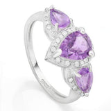 SPLENDID ! 1 3/4 CARAT AMETHYST & DIAMOND 925 STERLING SILVER RING - Wholesalekings.com