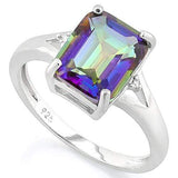 SPLENDID !  2 3/5 CARAT OCEAN MYSTIC GEMSTONE &   DIAMOND 925 STERLING SILVER RING - Wholesalekings.com