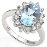 SPLENDID !  3 1/5 CARAT BABY SWISS BLUE TOPAZ &  3/5 CARAT (14 PCS) WHITE TOPAZ 925 STERLING SILVER RING - Wholesalekings.com