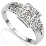 STUNNING 0.029 CARAT TW (5 PCS) GENUINE DIAMOND PLATINUM OVER 0.925 STERLING SILVER RING - Wholesalekings.com