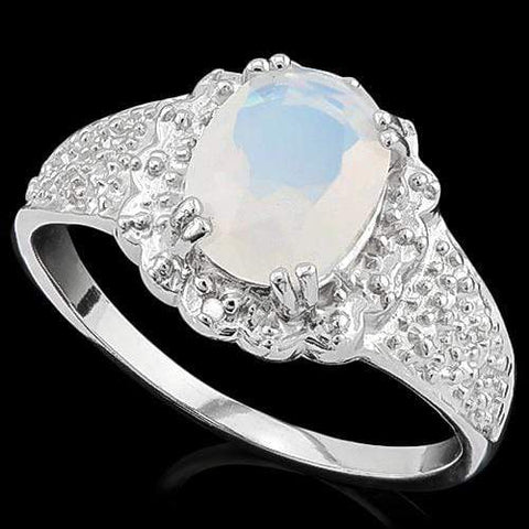 STUNNING !  1 1/2 CARAT CREATED FIRE OPAL &   DIAMOND 925 STERLING SILVER RING - Wholesalekings.com