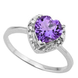 STUNNING 1.262 CARAT TW (3 PCS) AMETHYST & GENUINE DIAMOND 925 STERLING SILVER RING - Wholesalekings.com