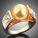 STUNNING !  18K GOLD PLATED MAN-MAKE GOLDEN PEARL DESIGNER RING - Wholesalekings.com