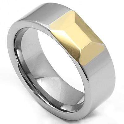 STUNNING FACETED DESIGN YELLOW AND WHITE CARBIDE TUNGSTEN RING - Wholesalekings.com