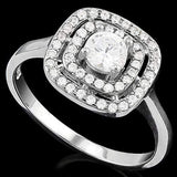 SUPERB !  1 CARAT (53 PCS) FLAWLESS CREATED DIAMOND 925 STERLING SILVER HALO RING - Wholesalekings.com