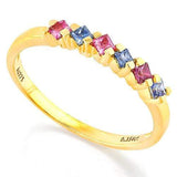 SUPERB ! 4/5 CARAT (6 PCS) SAPPHIRE (VS) 9KT SOLID GOLD BAND RING - Wholesalekings.com