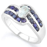 SUPERB !  AQUAMARINE  (22 PCS) GENUINE SAPPHIRE 925 STERLING SILVER RING - Wholesalekings.com