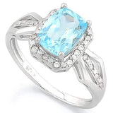 SUPERB !  BABY SWISS BLUE TOPAZ &  1/5 CARAT (32 PCS) FLAWLESS CREATED DIAMOND 925 STERLING SILVER RING - Wholesalekings.com