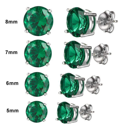 UMCHO Nano Russian Emerald  Genuine 925 Sterling Silver Stud Earrings for Women - Wholesalekings.com