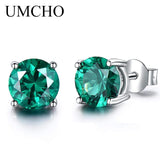 UMCHO Nano Russian Emerald  Genuine 925 Sterling Silver Stud Earrings for Women - Wholesalekings.com