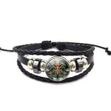Unisex Time Gem Leather Bracelet Starry Paterns Woven Multilayer Wristband - 80 - Wholesalekings.com