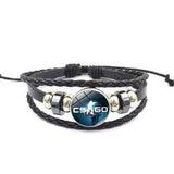 Unisex Time Gem Leather Bracelet Starry Paterns Woven Multilayer Wristband - 80 - Wholesalekings.com