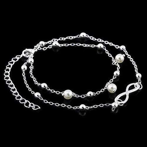 US 14KT High Quality white-gold plated fashion Jewelry pearl Anklet - Wholesalekings.com