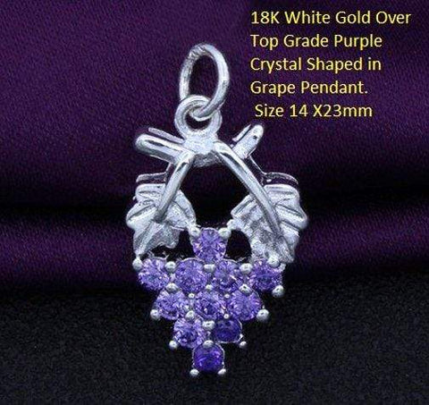 US 18K White Gold- Over Top Grade Purple Crystal Shaped in Grape German Silver P - Wholesalekings.com