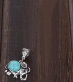 US Antique Silver Over Green Turquoise Elephant Charm/Pendant - Wholesalekings.com