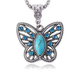 US Beautiful Antique German Silver Over Green Turquoise Butterfly Charm/Pendant - Wholesalekings.com