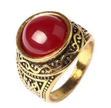 VINTAGE GOLD PLATED ALLOY RED AGATE RING - Wholesalekings.com