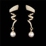 Vintage Imitation Pearl necklace Gold jewelry set for women Clear Crystal Elegan - Wholesalekings.com
