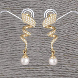 Vintage Imitation Pearl necklace Gold jewelry set for women Clear Crystal Elegan - Wholesalekings.com