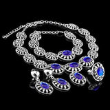 White Gold-Plated Blue Color Stone Fashion Women Anniversary Jewelry Set - Wholesalekings.com