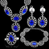 White Gold-Plated Blue Color Stone Fashion Women Anniversary Jewelry Set - Wholesalekings.com