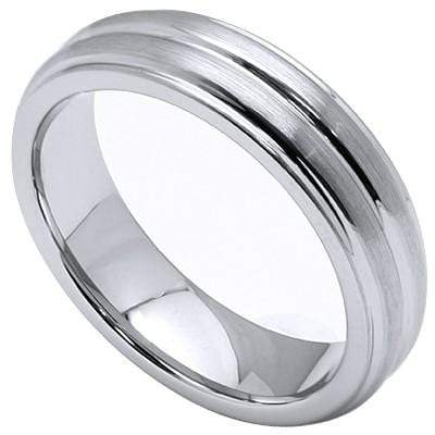 WHITE TUNGSTEN RING WITH TRIPLE GROOVES - Wholesalekings.com