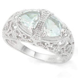 WHOPPING 1 1/3 CARAT AQUAMARINES &   GENUINE DIAMONDS 925 STERLING SILVER RING - Wholesalekings.com