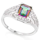 WHOPPING 1 1/3 CARAT MYSTIC GEMSTONE &   GENUINE DIAMONDS 925 STERLING SILVER RING - Wholesalekings.com