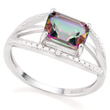 WHOPPING 1 1/3 CARAT MYSTIC GEMSTONE &   GENUINE DIAMONDS 925 STERLING SILVER RING - Wholesalekings.com