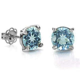 WHOPPING 1 1/5 CARAT BLUE TOPAZ 10KT SOLID GOLD EARRINGS - Wholesalekings.com