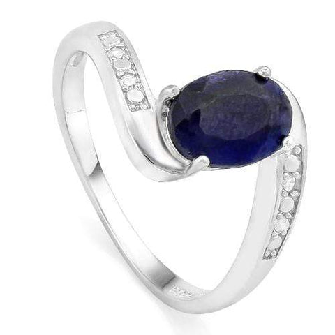 WHOPPING 1 2/3 CARAT ENHANCED GENUINE SAPPHIRE &   GENUINE DIAMONDS 925 STERLING SILVER RING - Wholesalekings.com