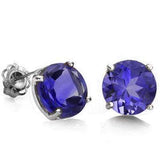 WHOPPING 1 2/3 CARAT LAB TANZANITE 10KT SOLID GOLD EARRINGS - Wholesalekings.com