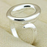 Women Fashion White-Plated Ring Band Adjustable Size - Wholesalekings.com