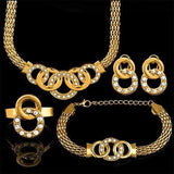 Yellow Gold-Plated White Stone Fashion Jewelry Set For Women wholesalekings wholesale silver jewelry